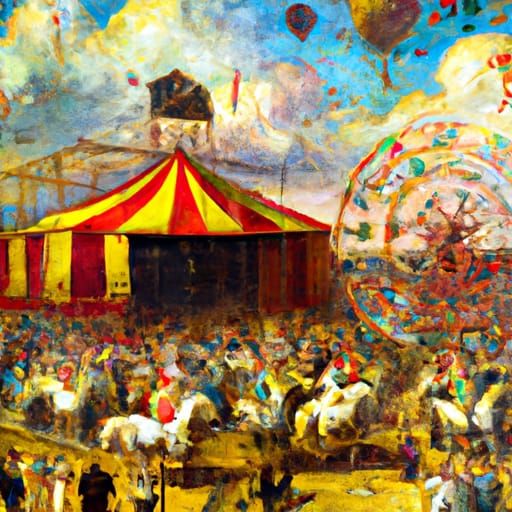 El Gran Circo Mantecón: Mexican Circus, Oil Painting