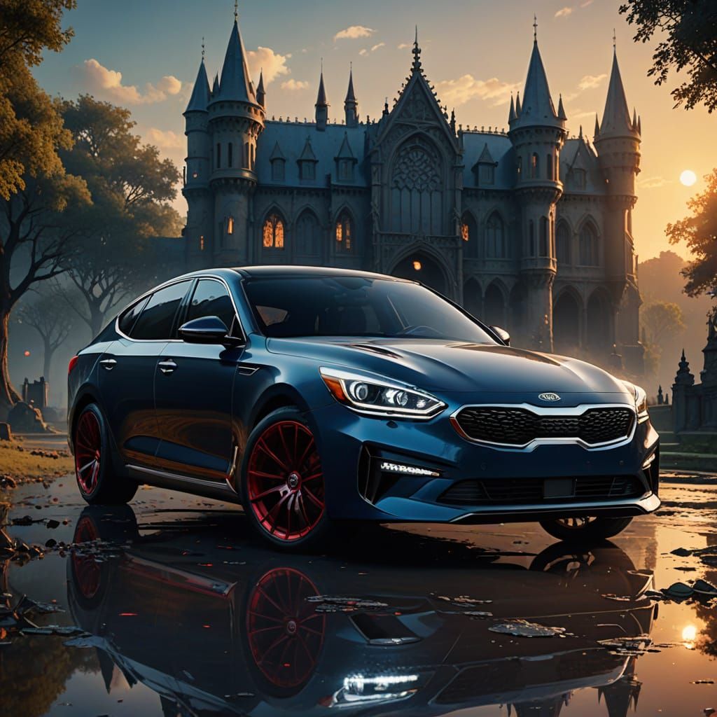 Vampire-Inspired Kia K5 Concept Car in Golden Hour