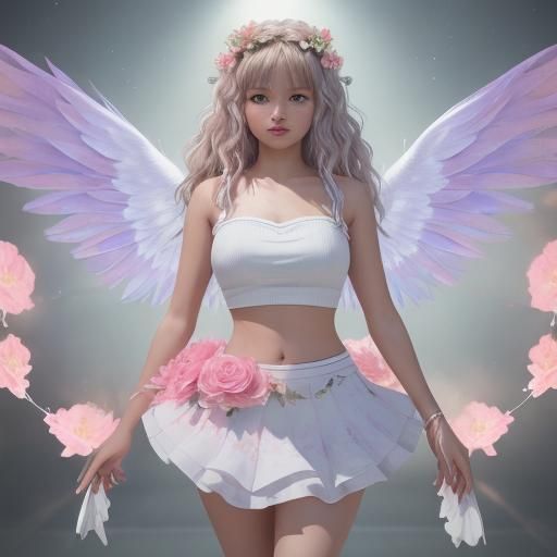 Angelic Figures in Floral Tube Top Skirts, Ultra HD