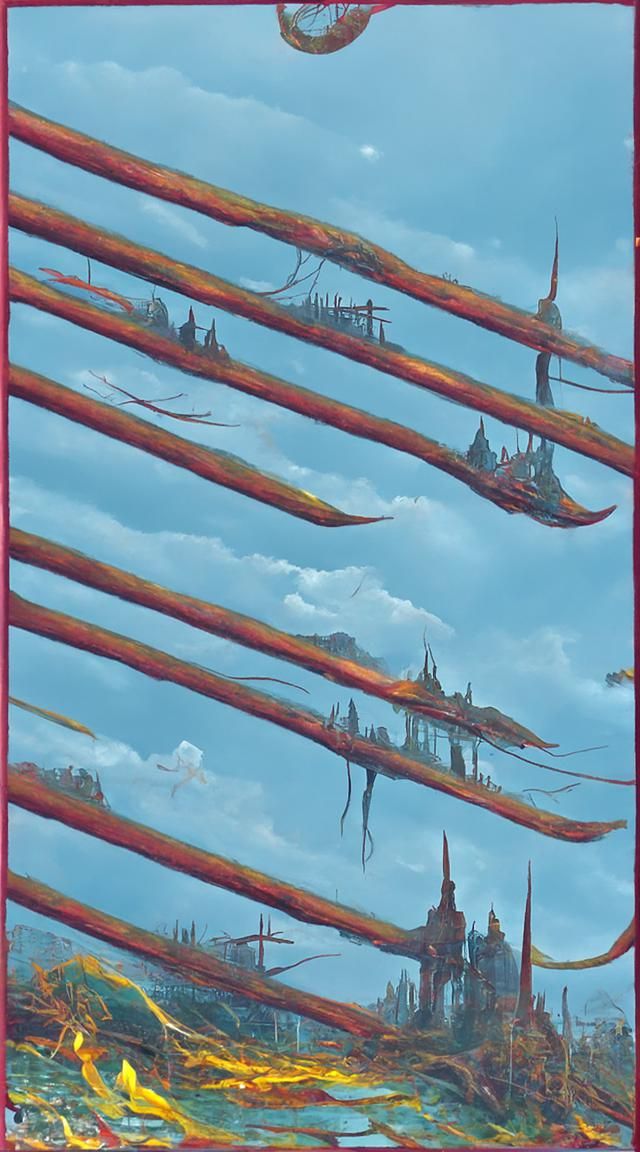 Eight of Wands: Astral Cosmic Illustration