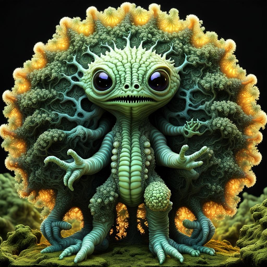 Adorable Alien Baby in a Surreal Forest