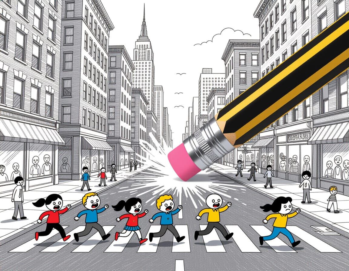 Giant Eraser Destroys City in Surreal Digital Art