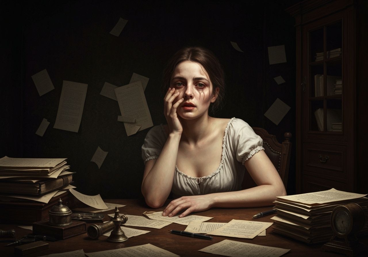 Dreamful Portrait of a Woman with Complex Emotions