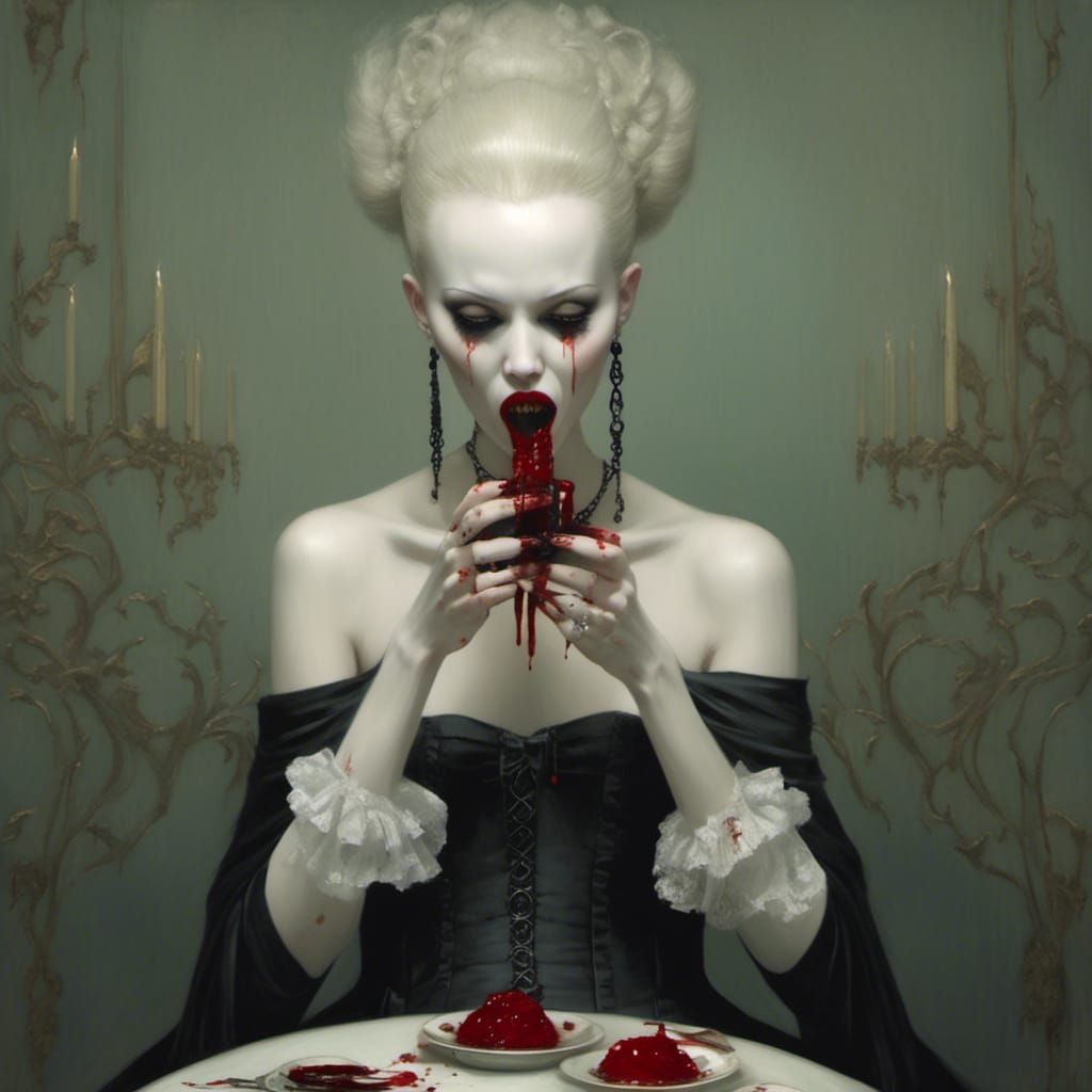 Surreal Gothic Woman Eating Fingers