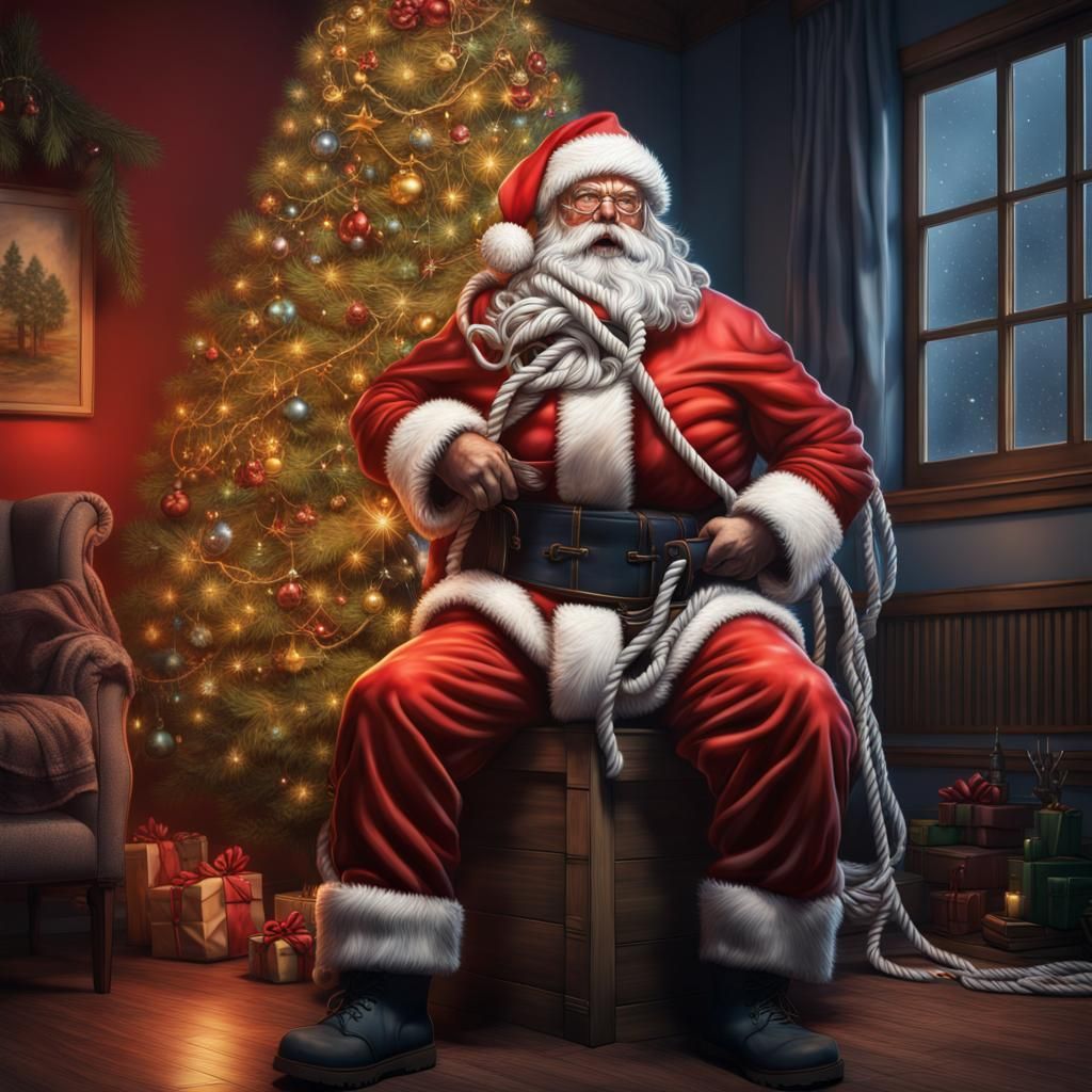 Realistic Santa Claus Tied Up: Hyperrealistic Rendering