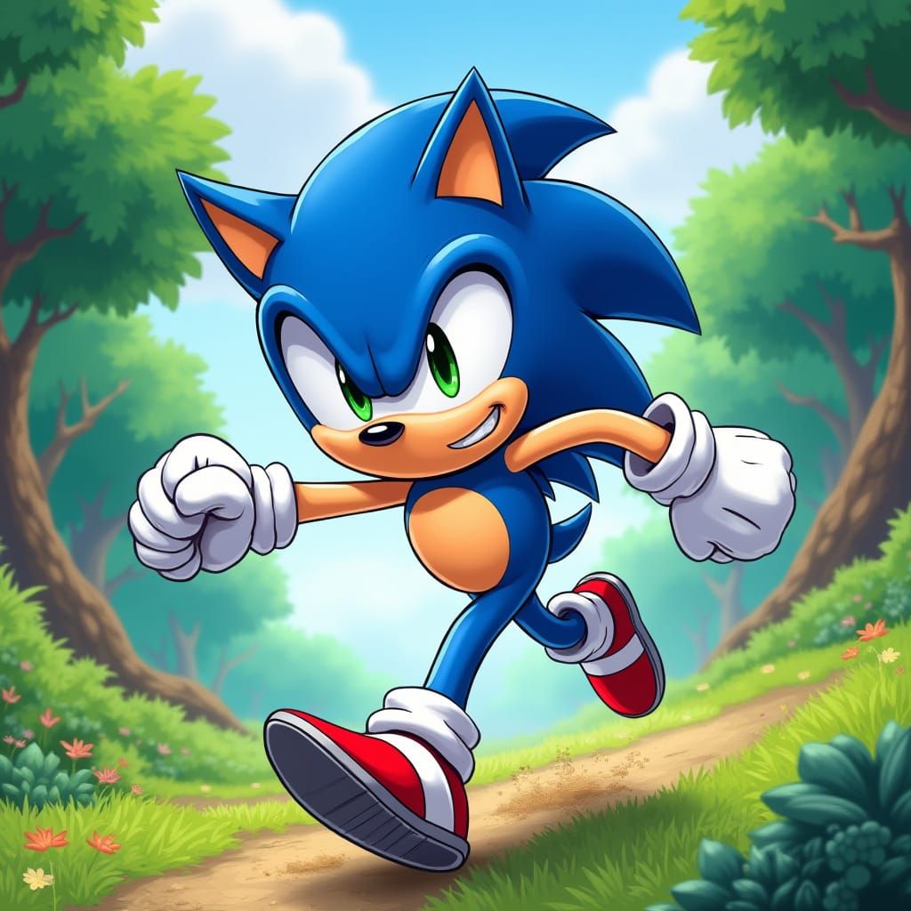 Sonic the Hedgehog Runs Through Green Forest