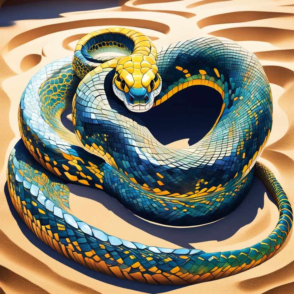 Sinuous Snake Splash in Solarpunk Style