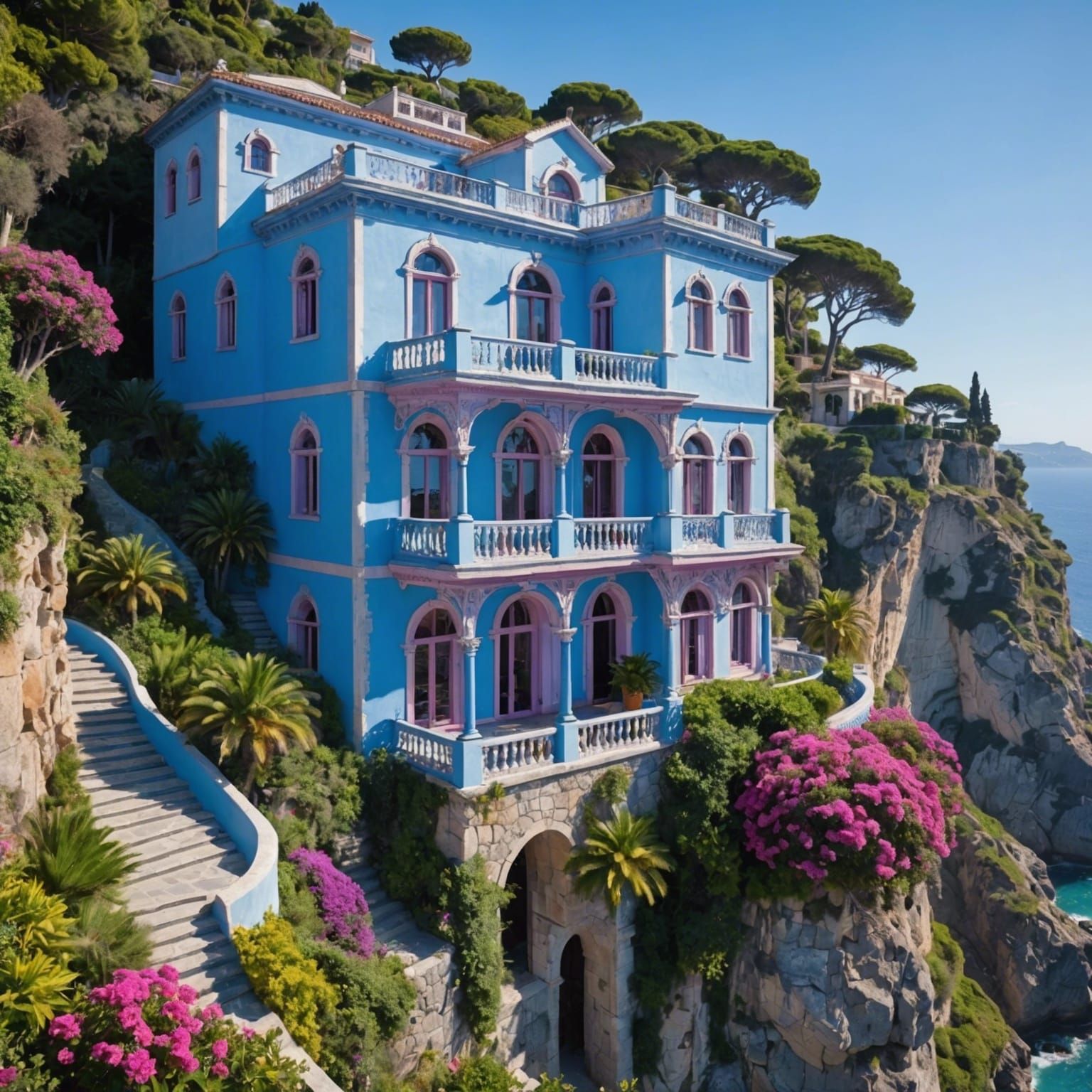 Seaside Villa on Cliff with Turquoise Sea