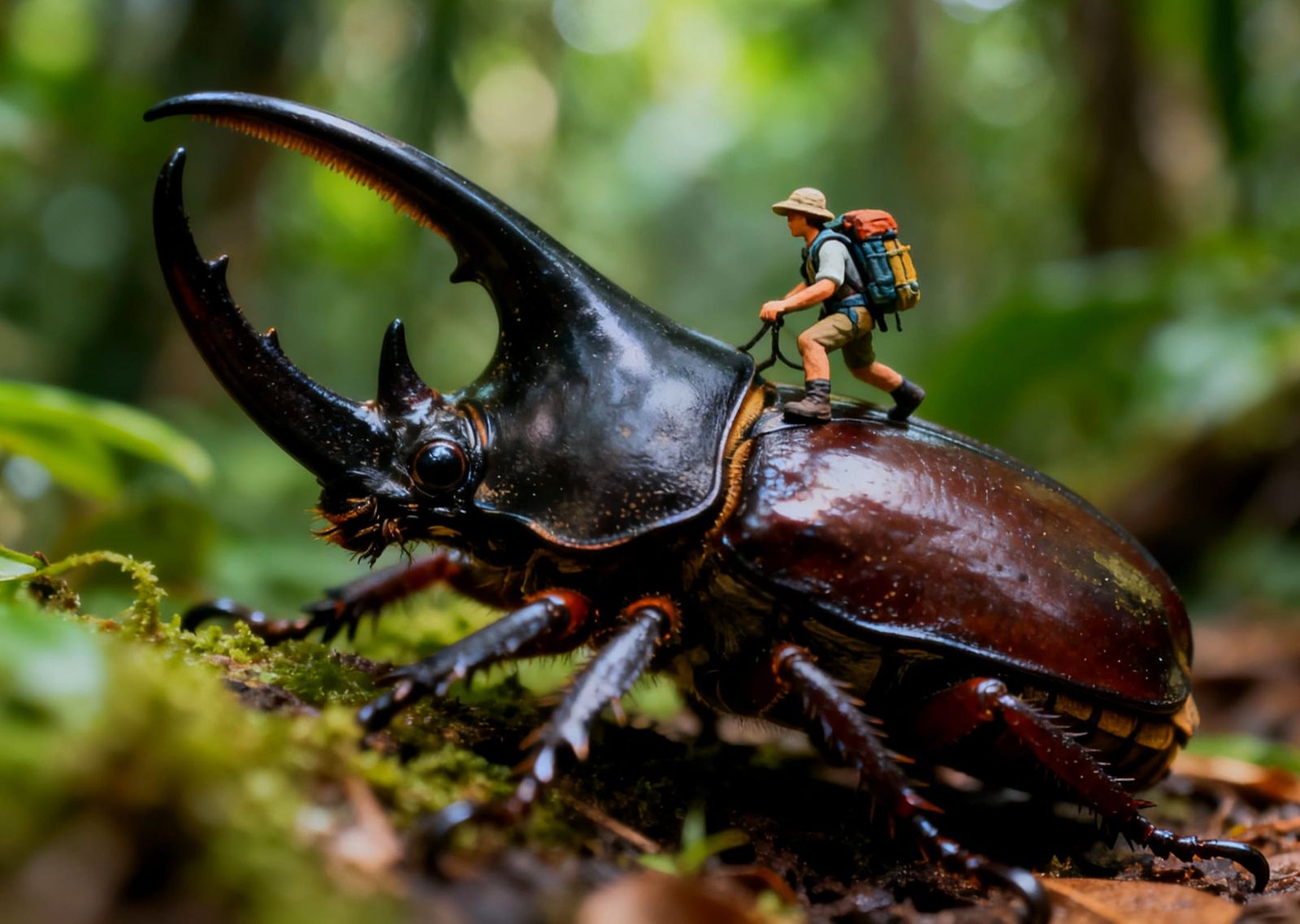 A Human Explorer Tries to Ride a Giant Beetle - 1 like