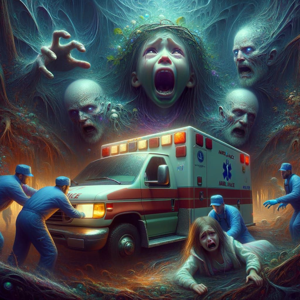 Frightened Girl Surrounded by Devils, Fantasy Concept Art