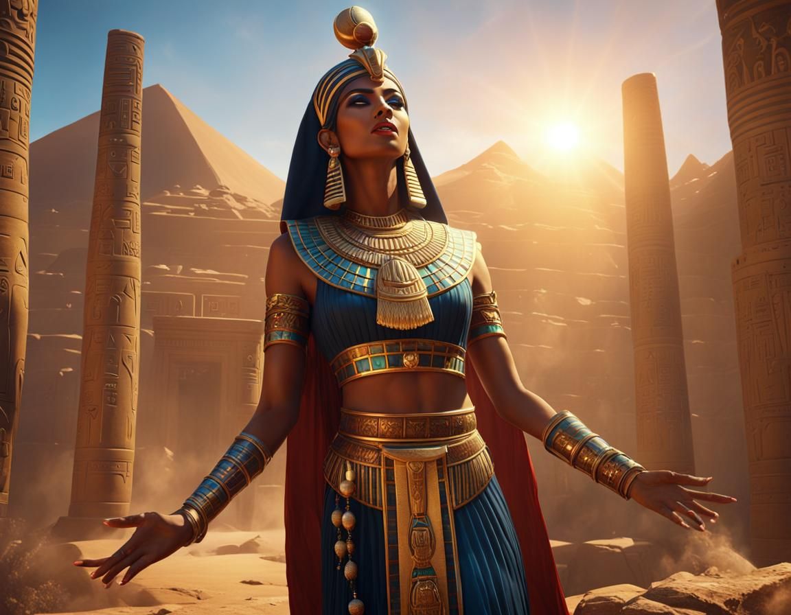 Egyptian Priestess Singing: Detailed Fantasy Concept Art