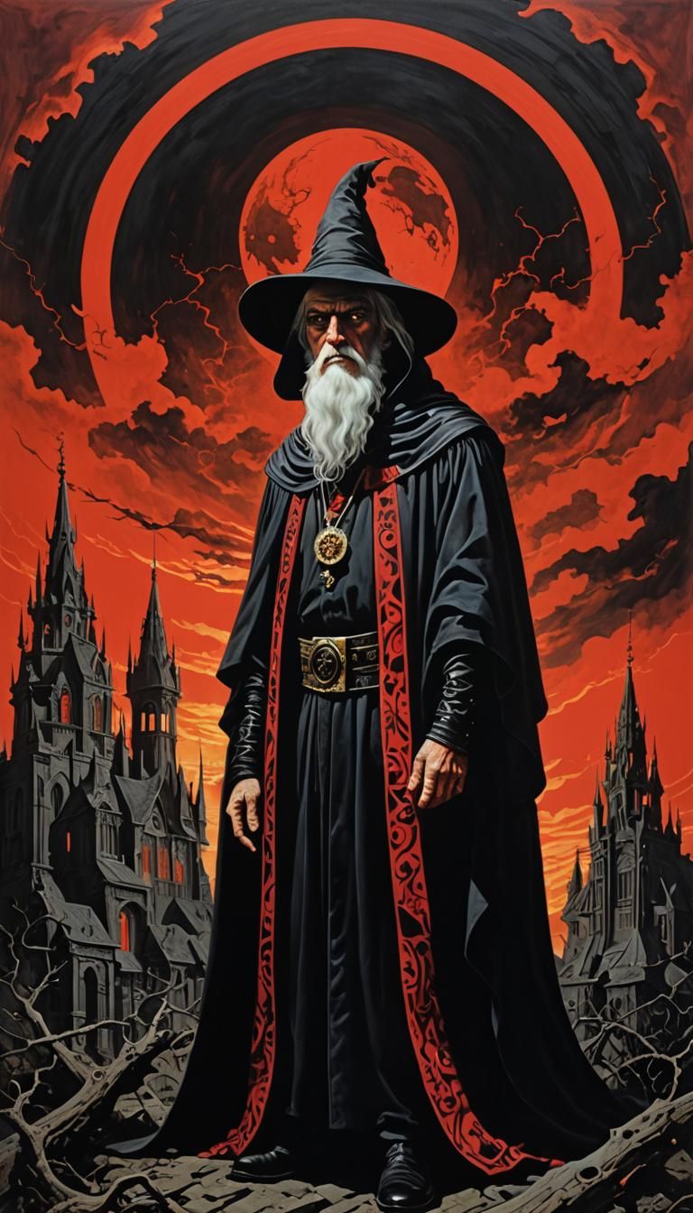 Evil Wizard in Gothic Dark Fantasy Style