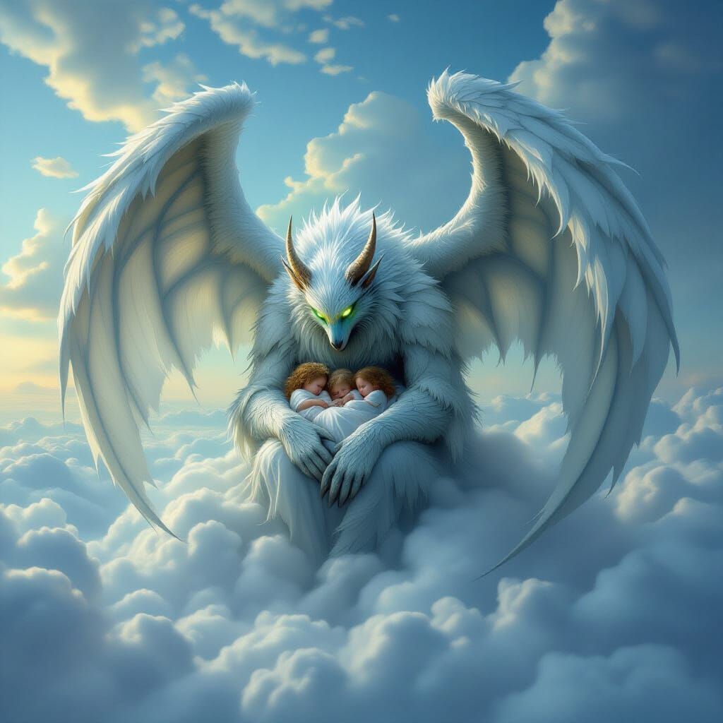 Celestial Guardian Spirit Protects Sleeping Orphans