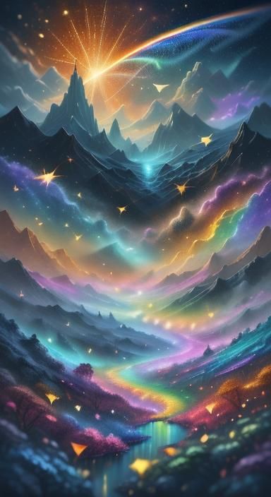 Rainbow Fragments in Oil Painting Style