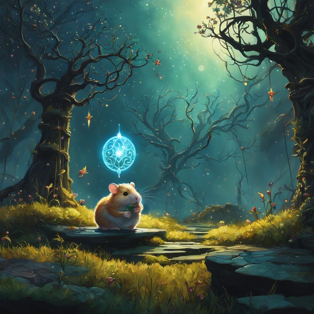 Fantastical Hamster Conjured in Dreamlike Matte Painting