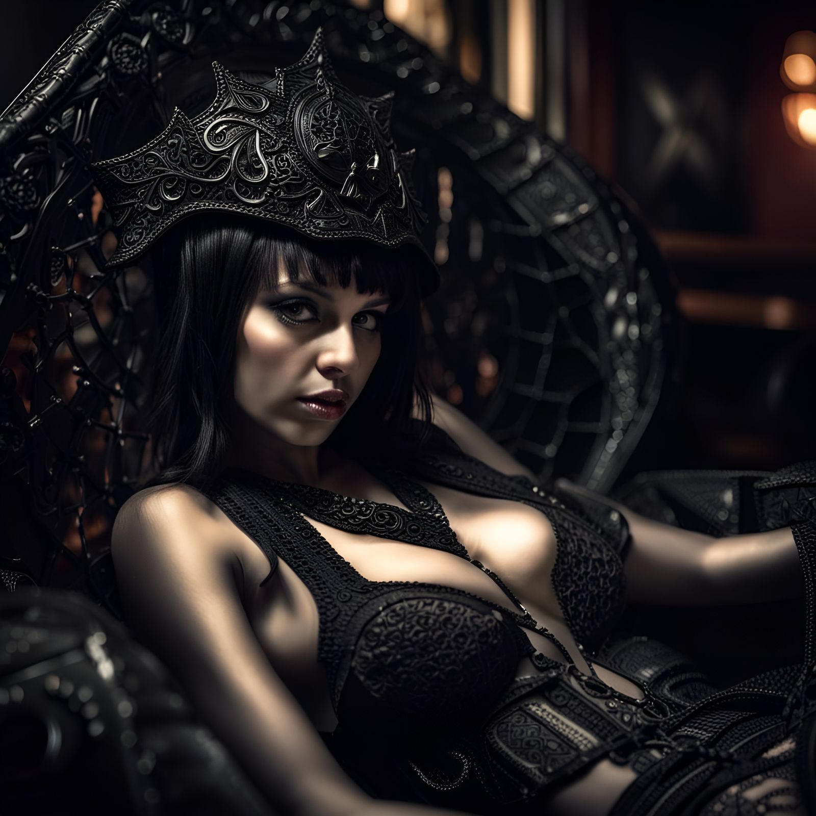 Bikini Goth Woman in Hyperrealistic HDR Photo