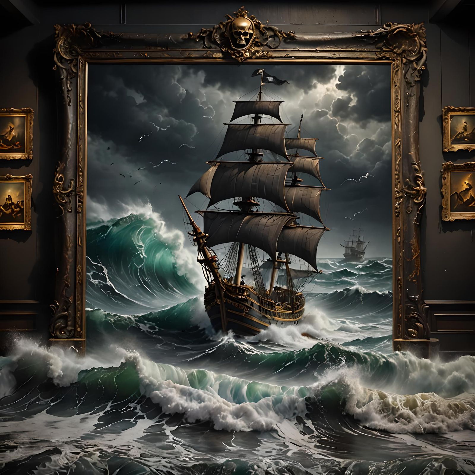 Museum Painting Comes Alive with Pirate Ship