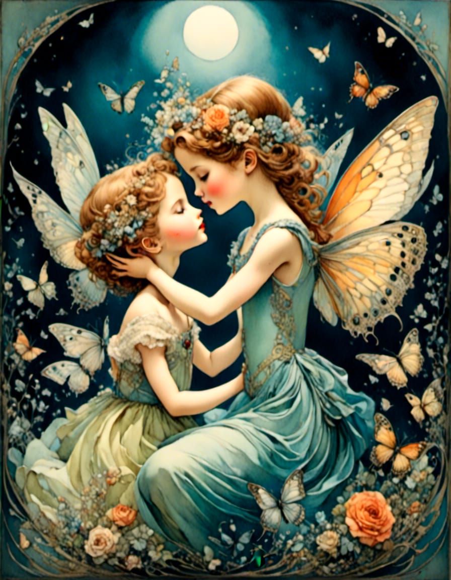 Romantic Watercolor: First Kiss of True Love