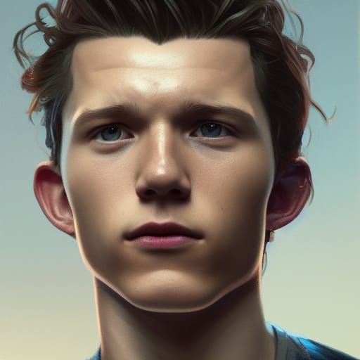 Tom Holland Portrait by Rutkowski, Artgerm, and Mucha