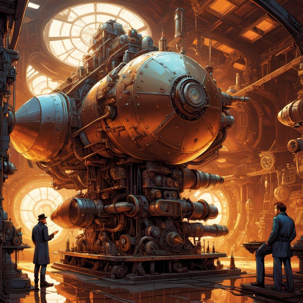 Mad Scientist Tinkers with Steam-Powered Marvels in Steampun...