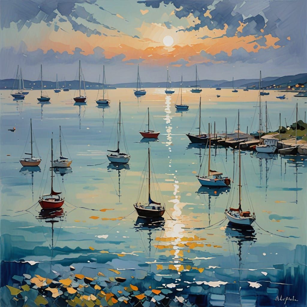 Abstract Seascape Art: Calm Ocean Breeze