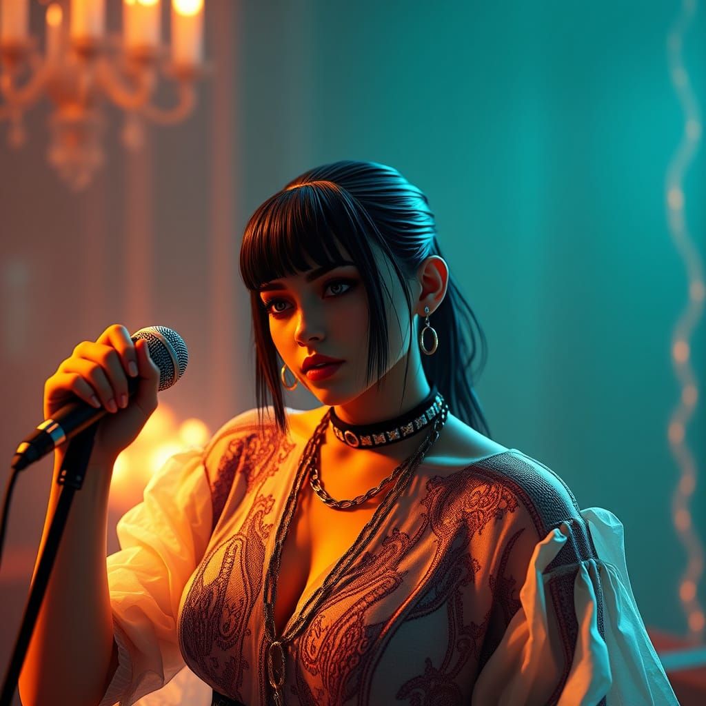 Singer in 3D Game Cinematic Style