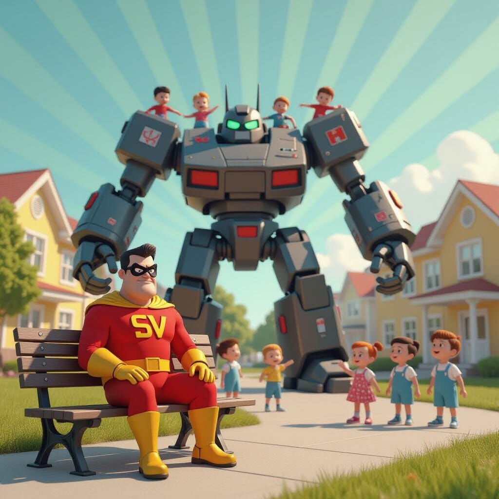 Supervillain's Humiliating Defeat: A Humorous 3D Render