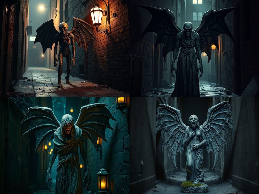 Eerie Cyberpunk Statue from a Sci-Fi Realm