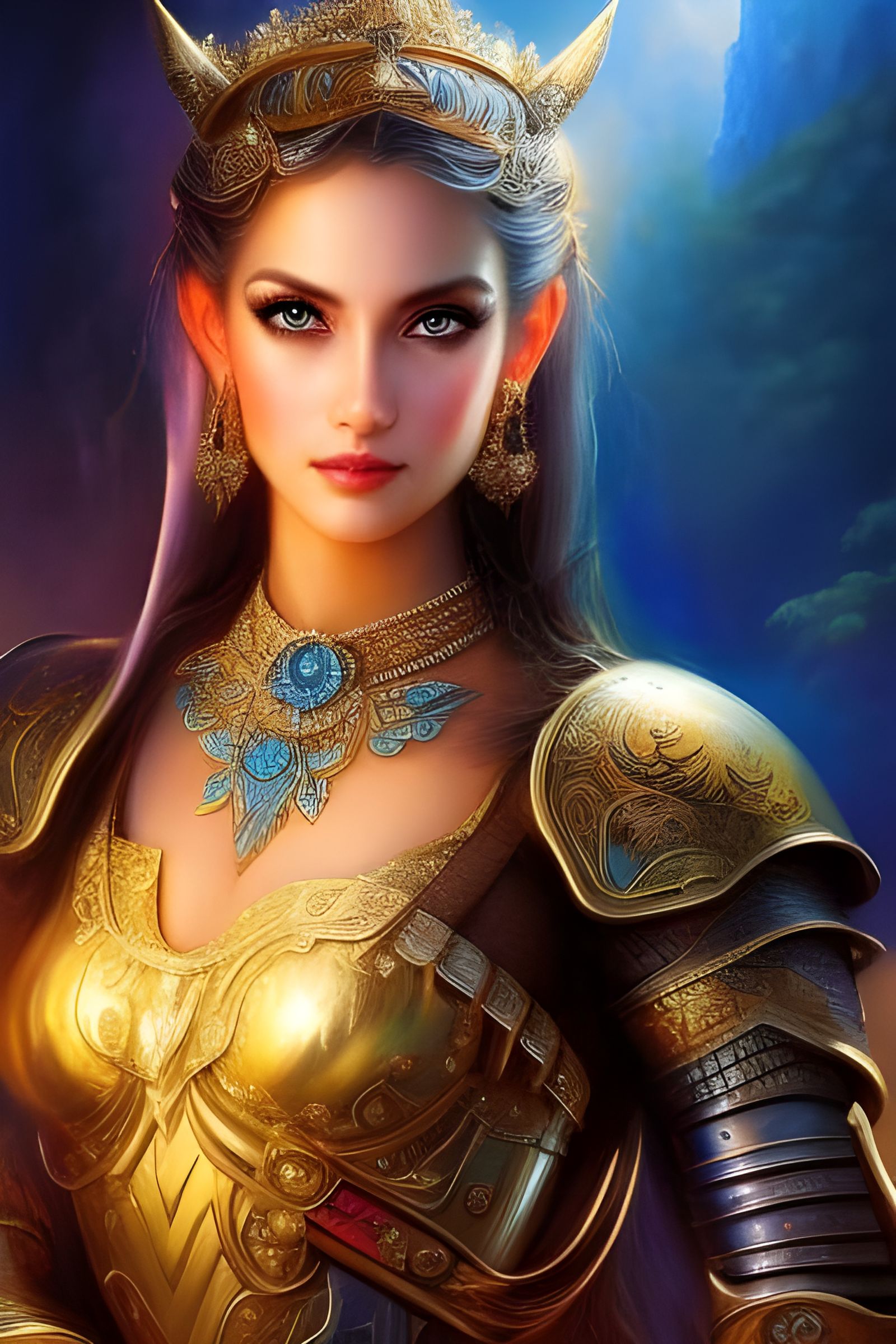 Cute Knight Girl Portrait in Romantic Style
