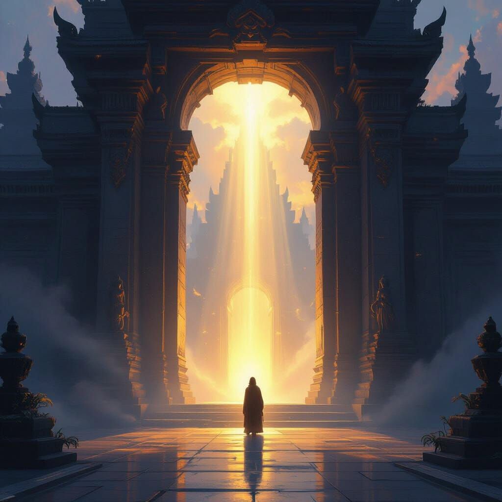 Ancient Temple Bathed in Ethereal Holy Light