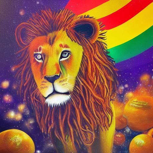Rastafarian Lion on Sound System in Space