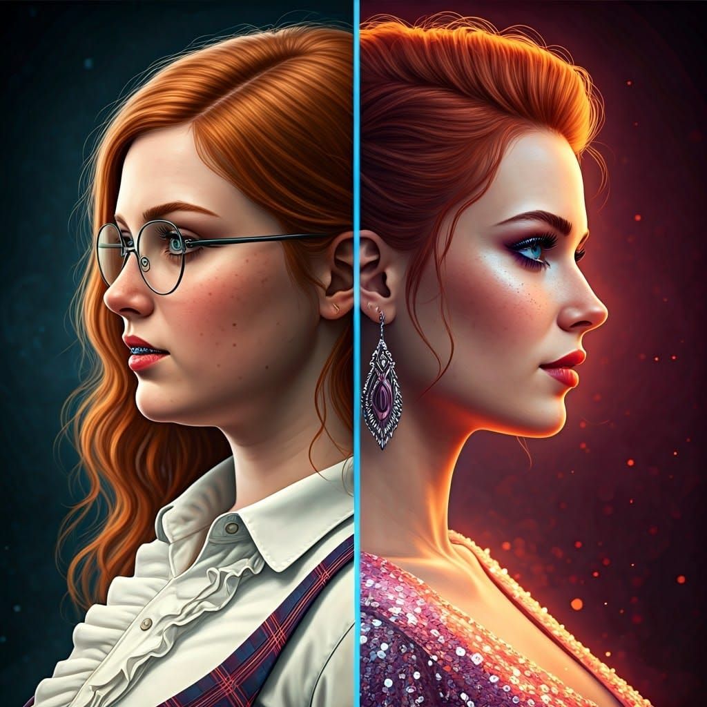 Split Screen Portrait: From Plain to Glamorous in Digital Ar...