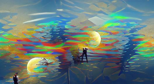 Abstract Blurred Reflection with Light Diffraction