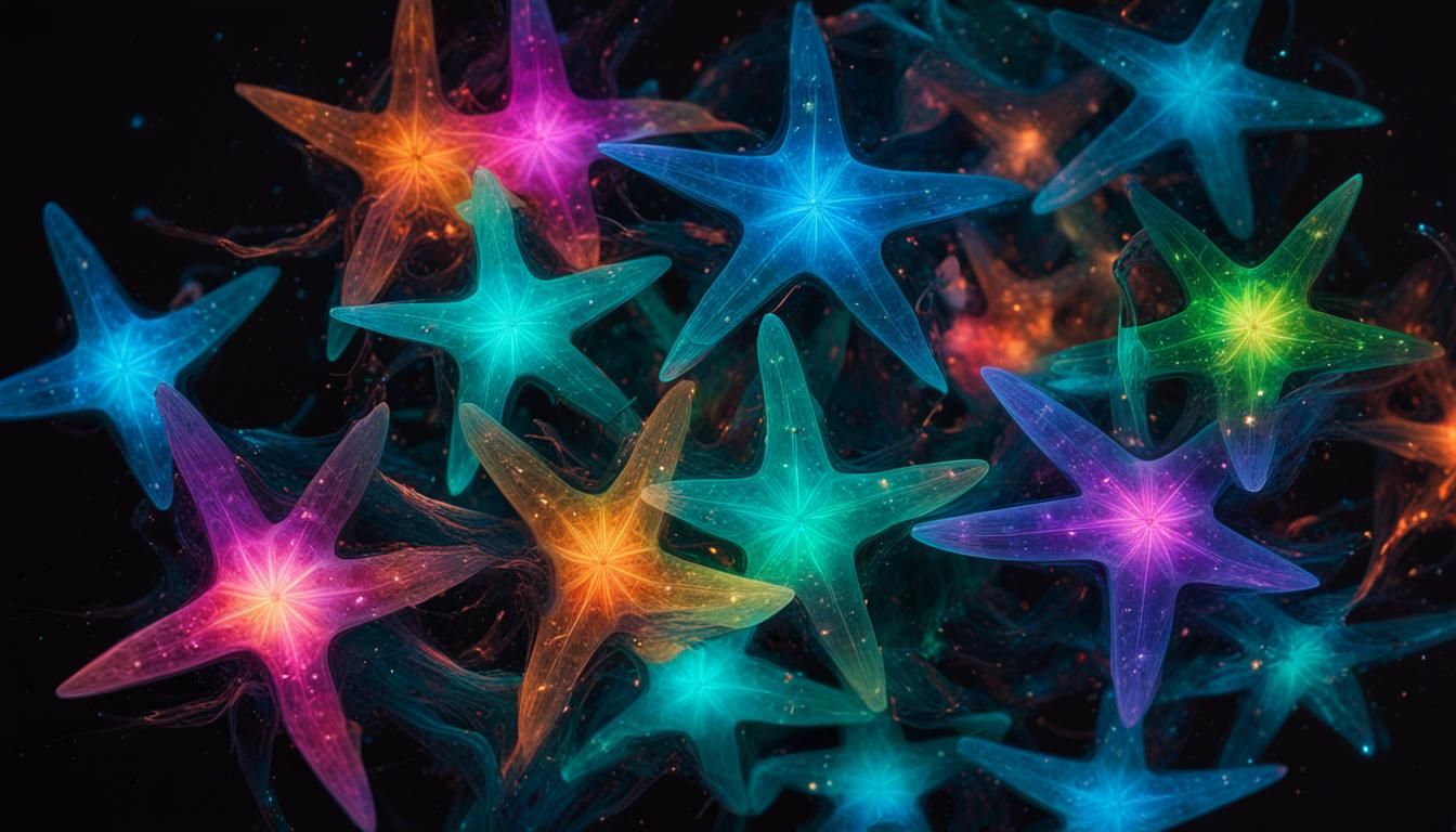 Bioluminescent Stars Dance in Velvet Galaxy