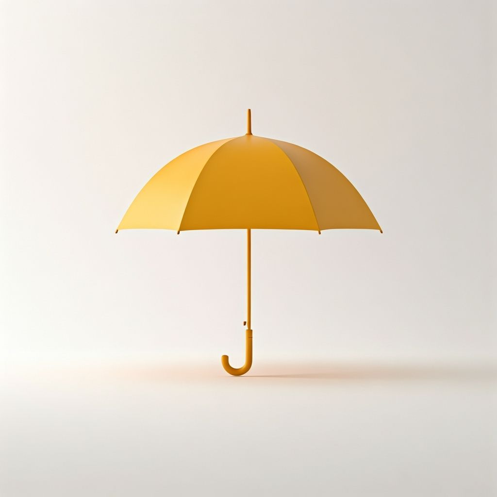 Minimalist Yellow Umbrella Centered on White