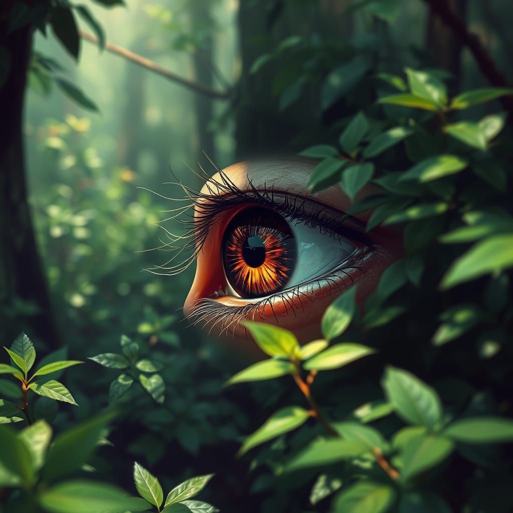 Mysterious Eye Surveys Vibrant Emerald Forest