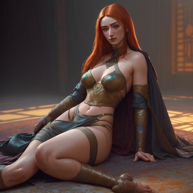 Portrait of a Reclining Woman in Hyperdetailed Style