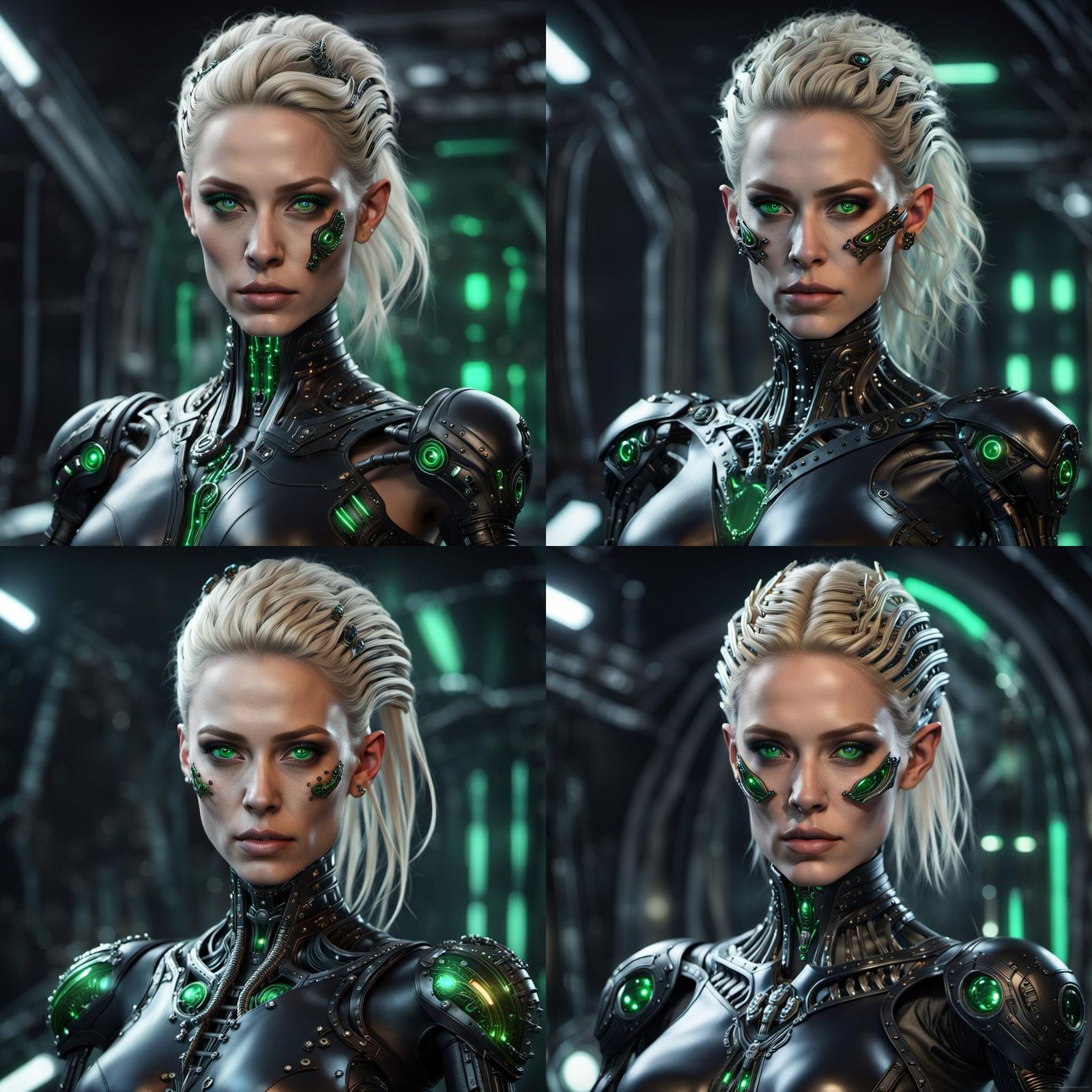 Alien Borg Queen with Tech Implants: Detailed Matte Painting