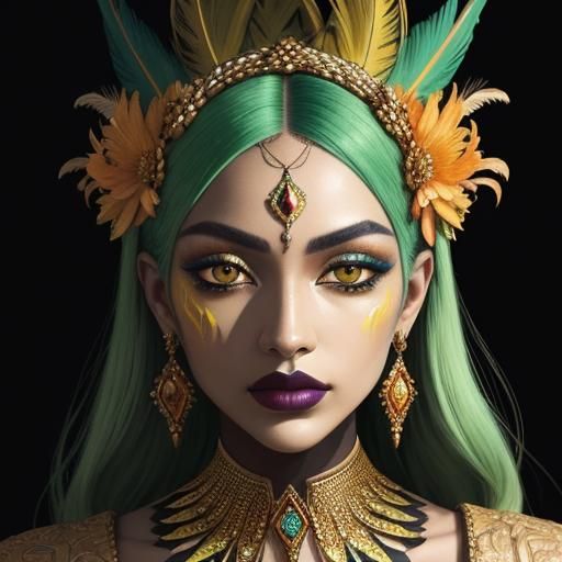 Fauvist Portrait of Woman with Metallic Gold Skin