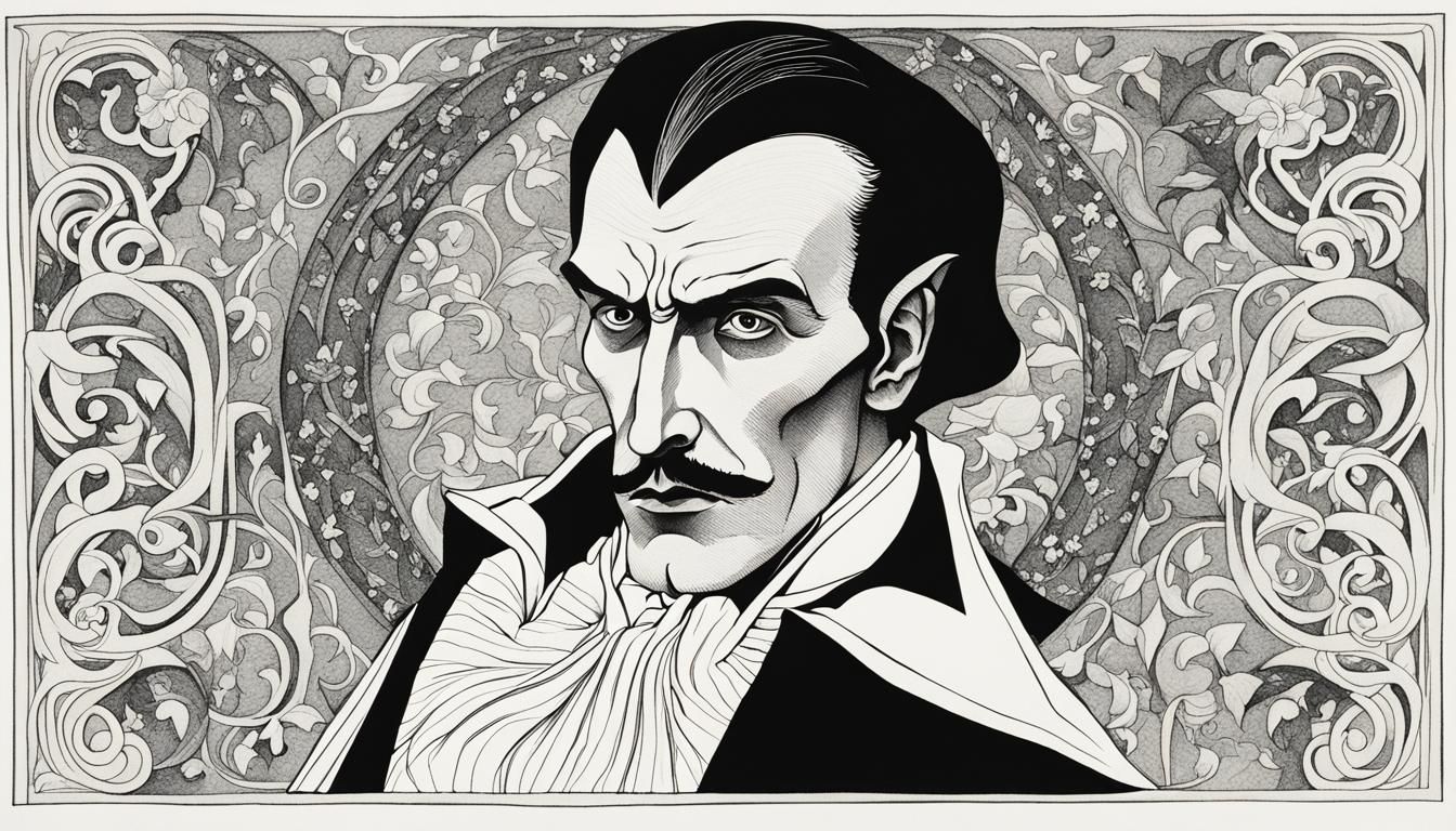 Dracula in Aubrey Beardsley Style Illustration