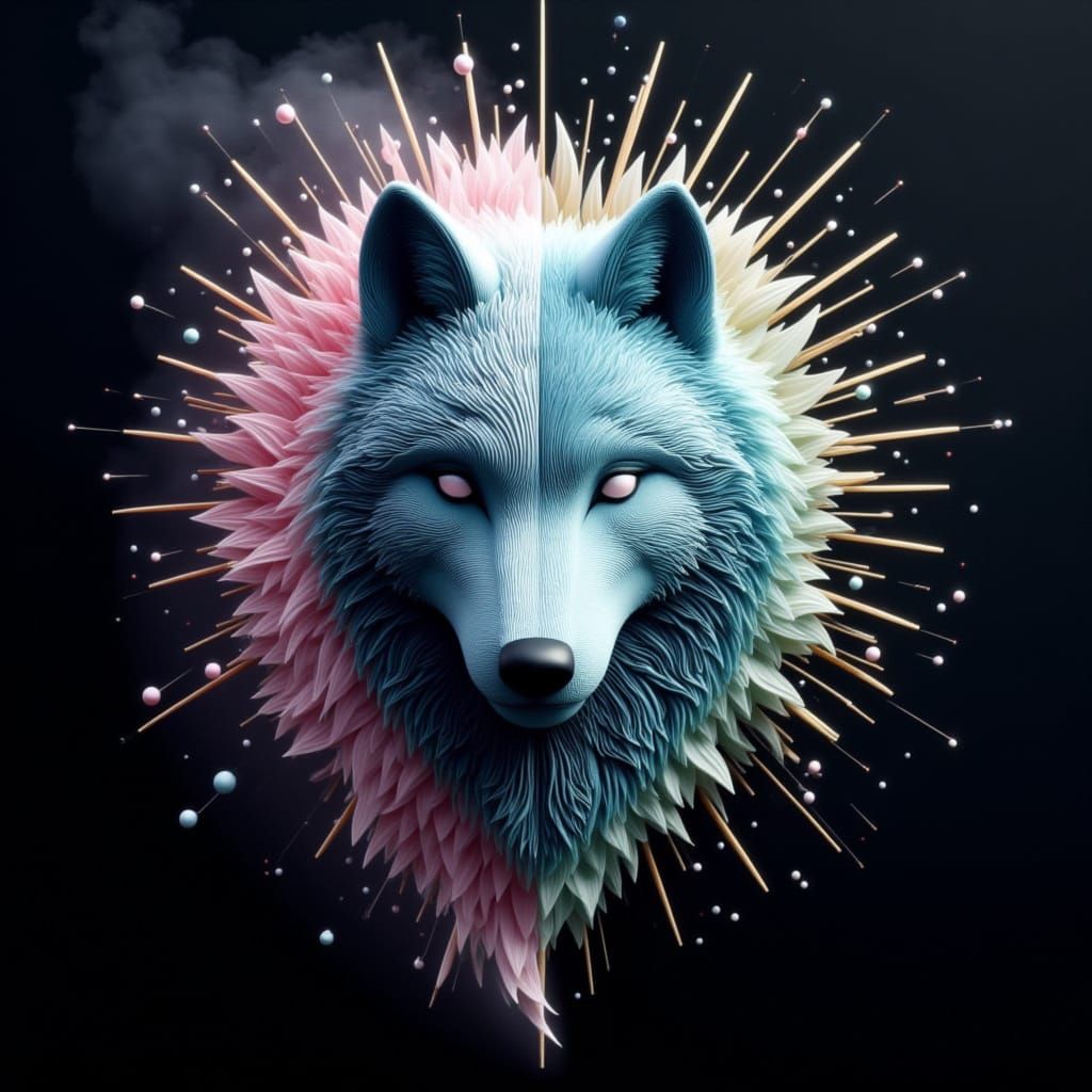 Glittering Smoke Wolf in Fantasy Style