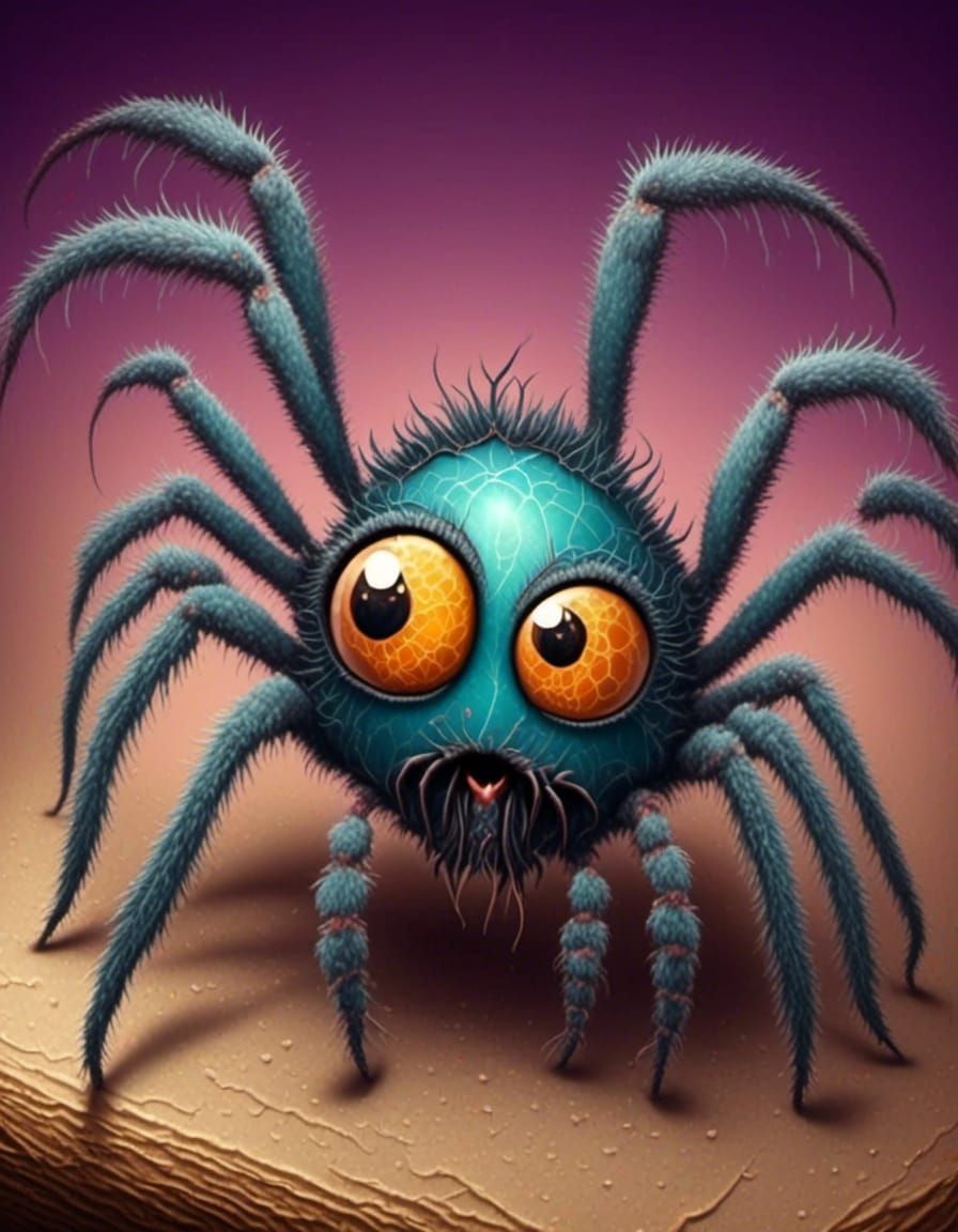Adorable Fuzzy Cartoon Spider Portrait