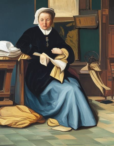 Seated Lady in 17th Century Oil Painting Style