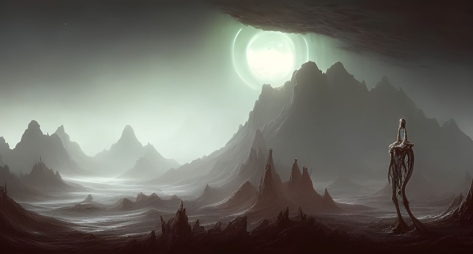 Dark Post-Apocalyptic Landscape Ruined by Elder God