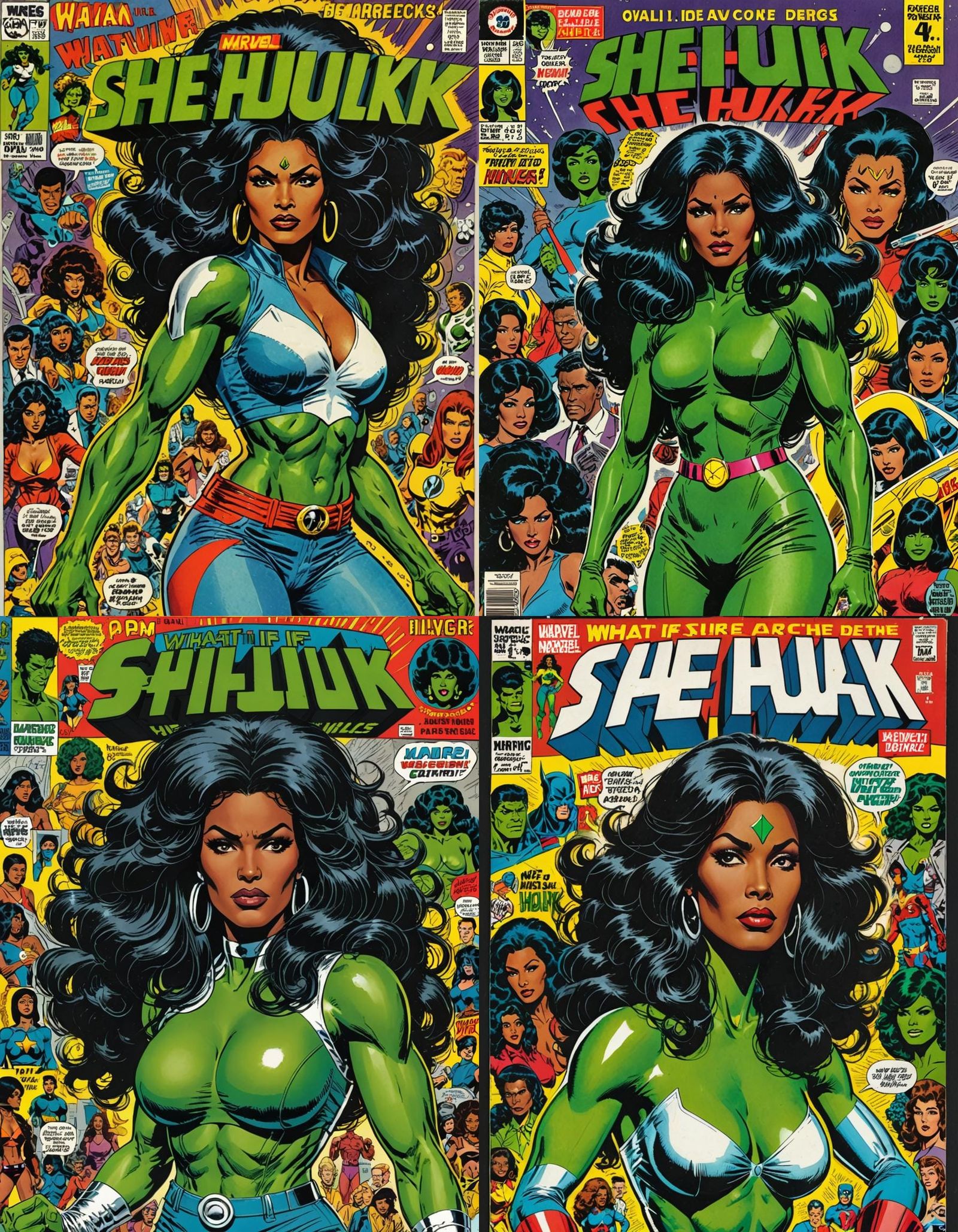 Pam Grier as She-Hulk in Silver Age Comic Style