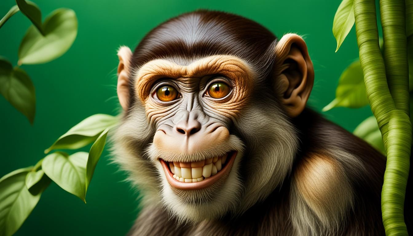 Smiling Monkey Portrait with Photorealistic Detail
