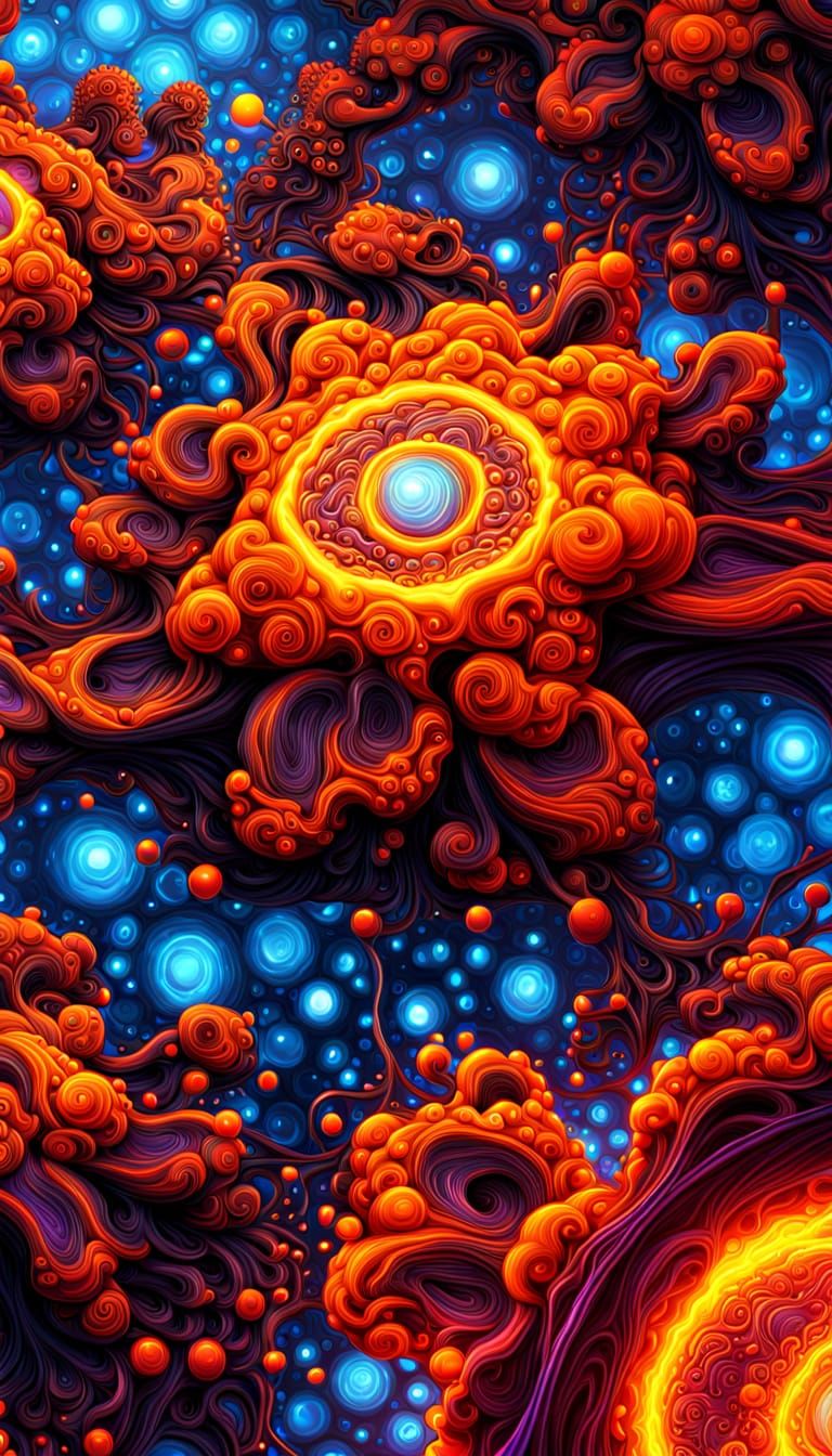 Surreal Transformation of Prebiotic Matter with Neon Fractal...