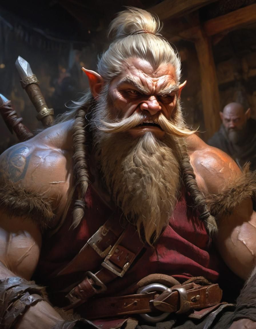 Dwarf Warrior Portrait in Comic Book Style