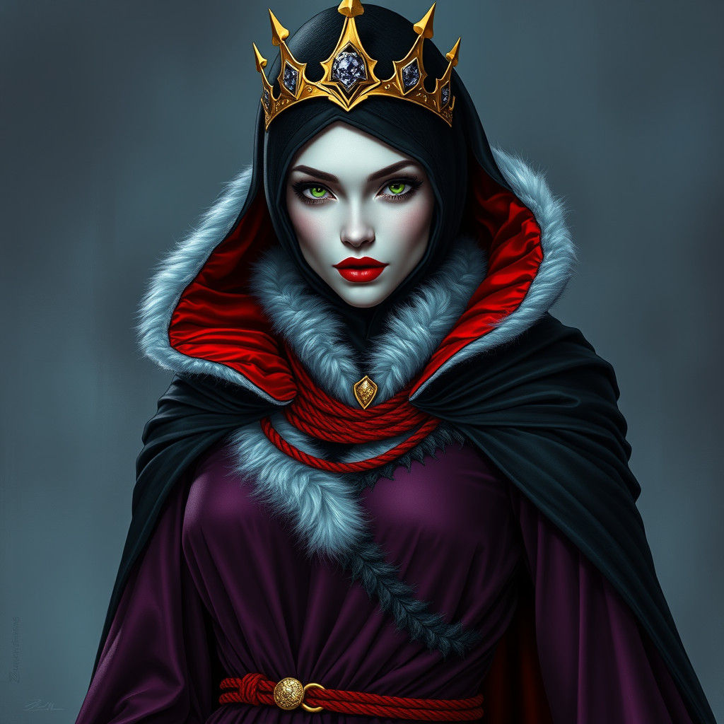 Icy Woman with Crown in Fantasy Art Style