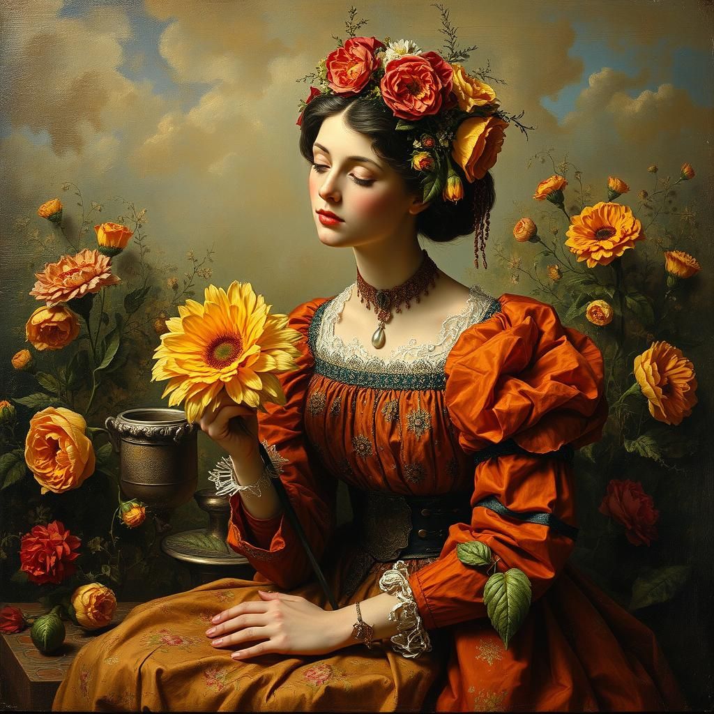 Surreal Woman-Flower Hybrid Portrait